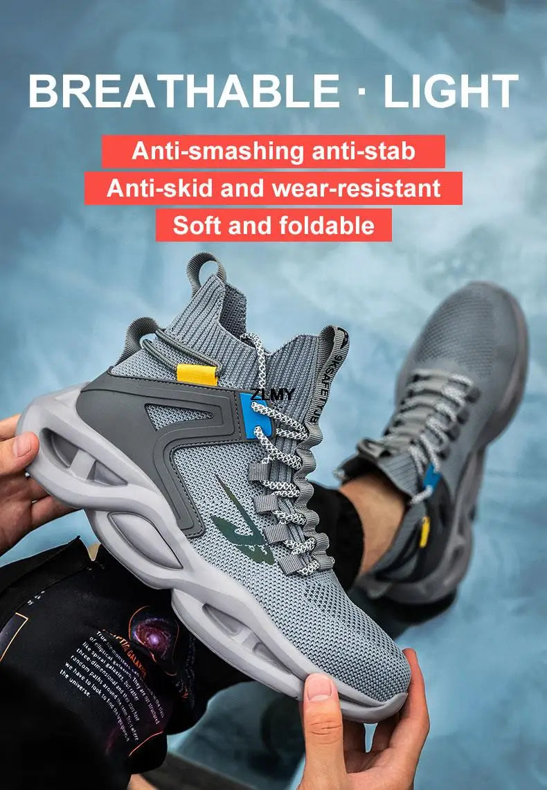 Lightweight Safety Shoes for Man Breathable Work Safety Boots with Steel Toe Fashion Work Shoes Men Anti-stab Anti-smash Sneaker