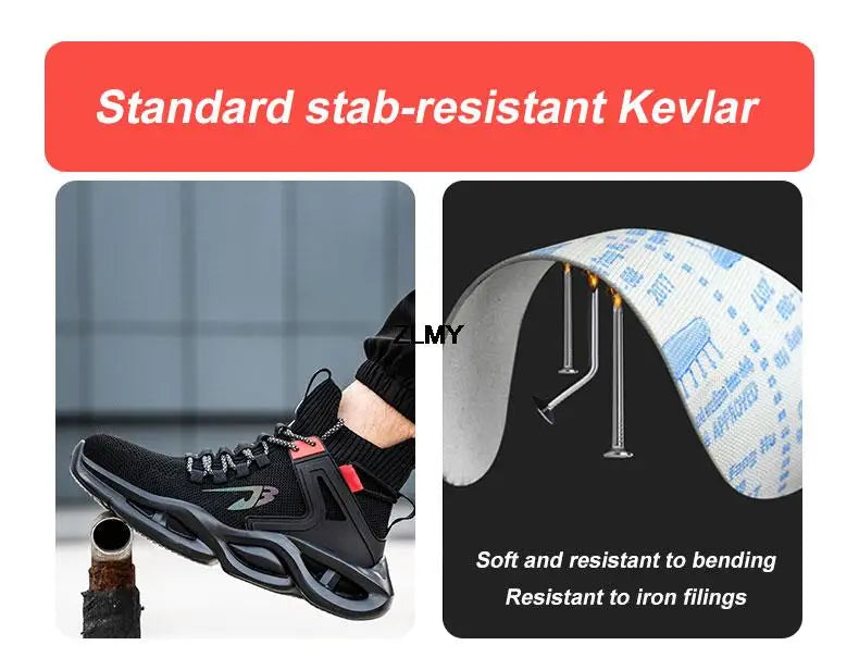 Lightweight Safety Shoes for Man Breathable Work Safety Boots with Steel Toe Fashion Work Shoes Men Anti-stab Anti-smash Sneaker