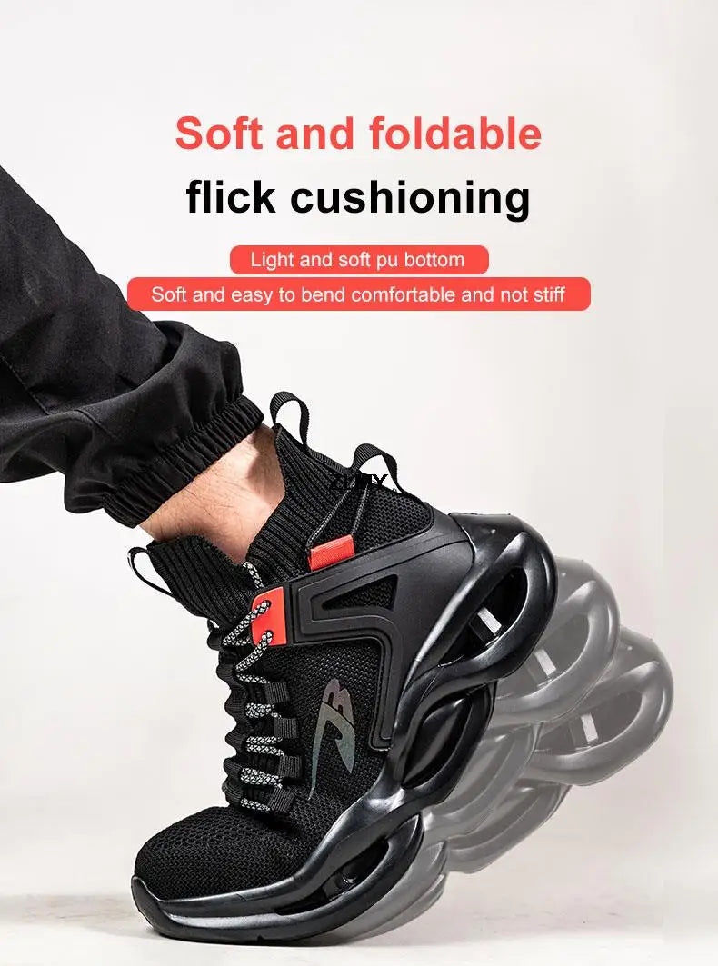 Lightweight Safety Shoes for Man Breathable Work Safety Boots with Steel Toe Fashion Work Shoes Men Anti-stab Anti-smash Sneaker