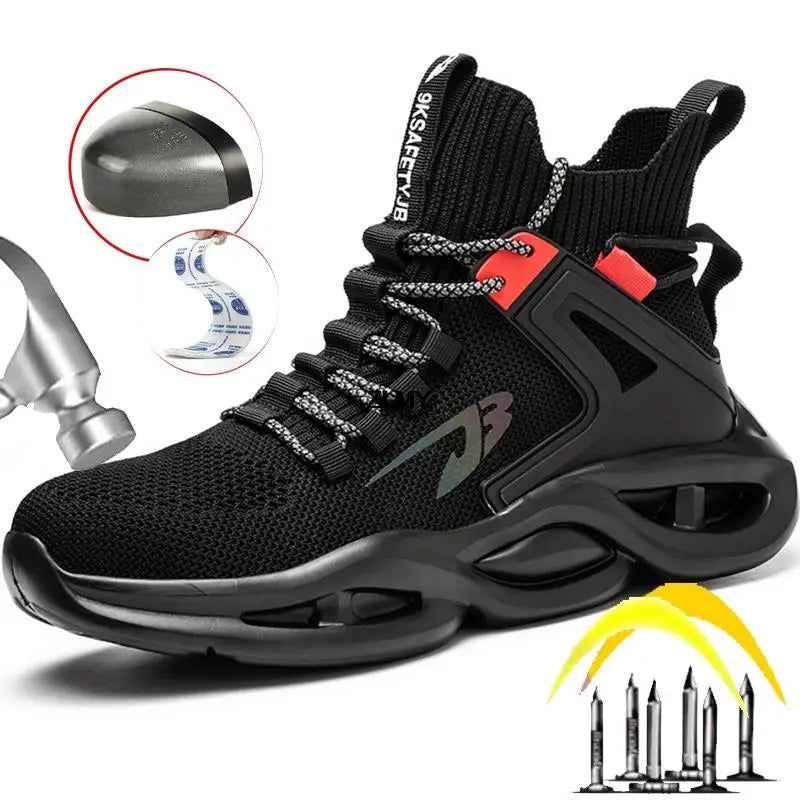 Lightweight Safety Shoes for Man Breathable Work Safety Boots with Steel Toe Fashion Work Shoes Men Anti-stab Anti-smash Sneaker