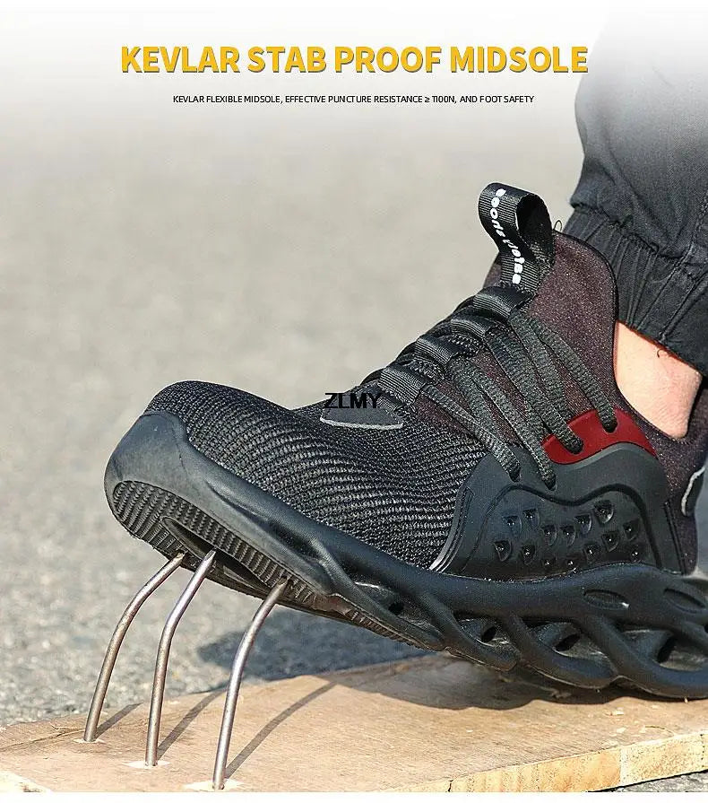 Lightweight Safety Shoes for Man Breathable Work Safety Boots with Steel Toe Fashion Work Shoes Men Anti-stab Anti-smash Sneaker