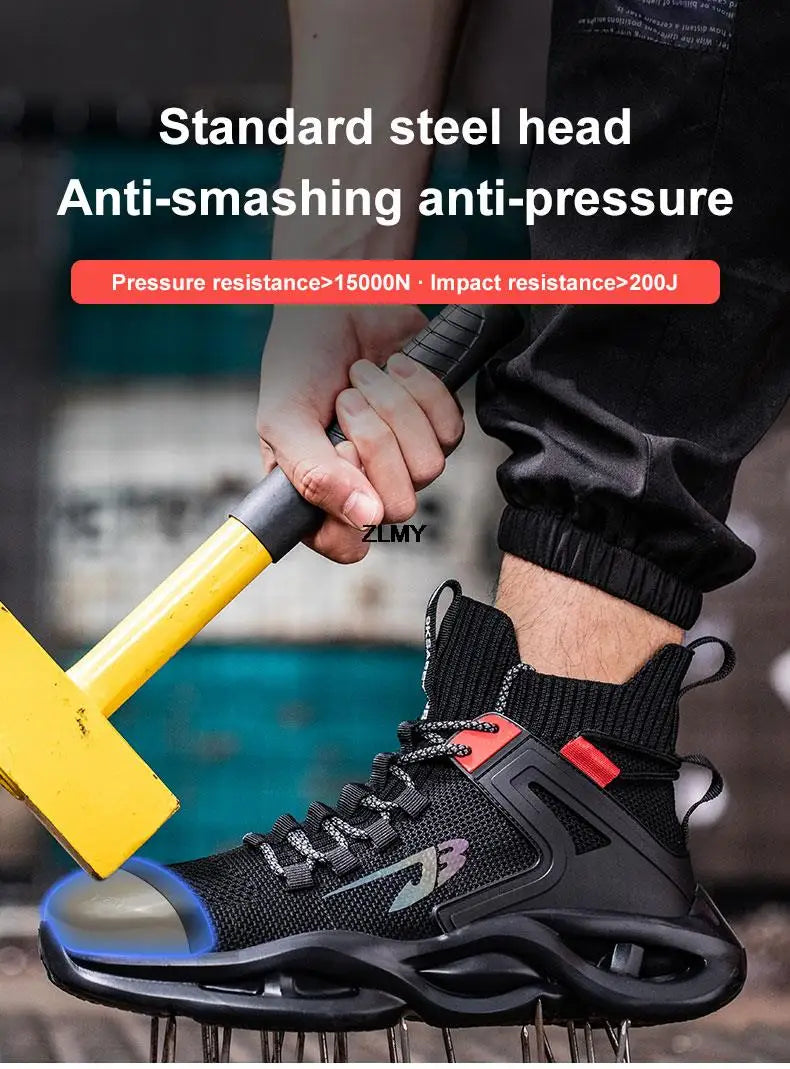 Lightweight Safety Shoes for Man Breathable Work Safety Boots with Steel Toe Fashion Work Shoes Men Anti-stab Anti-smash Sneaker