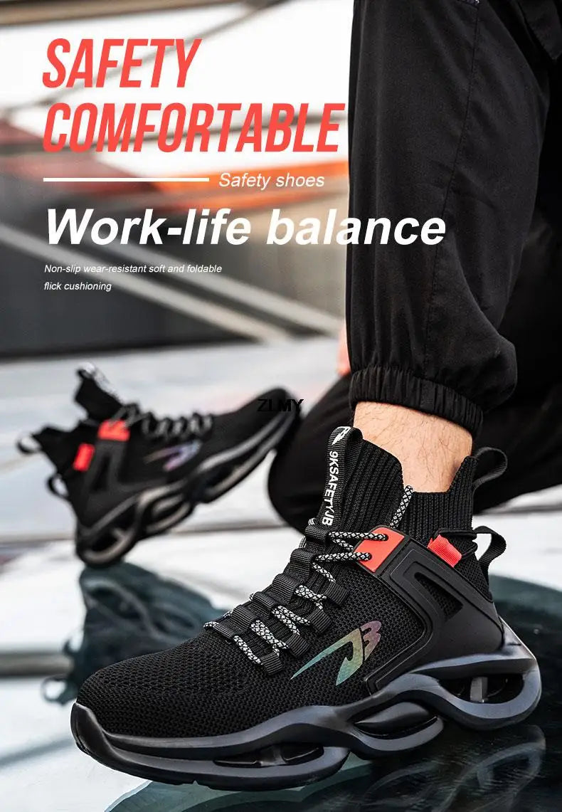 Lightweight Safety Shoes for Man Breathable Work Safety Boots with Steel Toe Fashion Work Shoes Men Anti-stab Anti-smash Sneaker