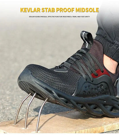 Lightweight Safety Shoes for Man Breathable Work Safety Boots with Steel Toe Fashion Work Shoes Men Anti-stab Anti-smash Sneaker