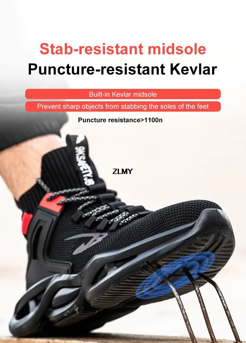 Lightweight Safety Shoes for Man Breathable Work Safety Boots with Steel Toe Fashion Work Shoes Men Anti-stab Anti-smash Sneaker