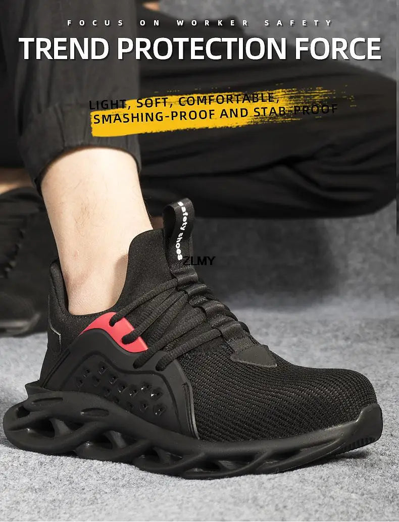 Lightweight Safety Shoes for Man Breathable Work Safety Boots with Steel Toe Fashion Work Shoes Men Anti-stab Anti-smash Sneaker