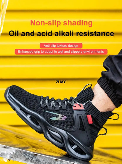 Lightweight Safety Shoes for Man Breathable Work Safety Boots with Steel Toe Fashion Work Shoes Men Anti-stab Anti-smash Sneaker